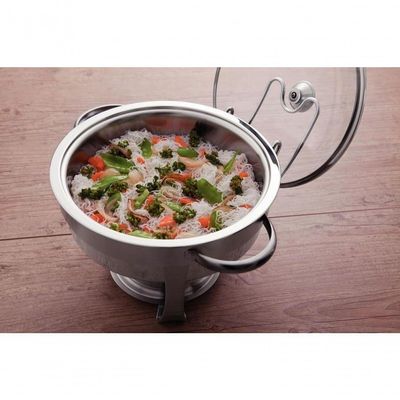 Rechaud Tramontina Redondo Em Inox Banho Maria Com Suporte Para Tampa E Fogareiro 4,3 L