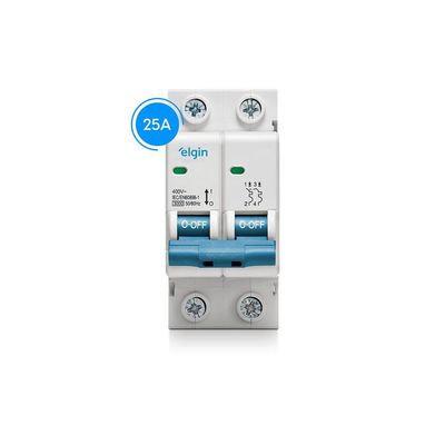 Mini Disjuntor Bipolar Curva C MCB 3KA 2 Polos 25A Bivolt