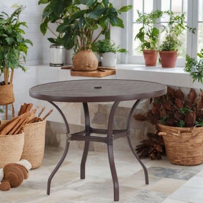 Mesa Roma Com Tampo Ripado 120 Cm Alumínio Marrom