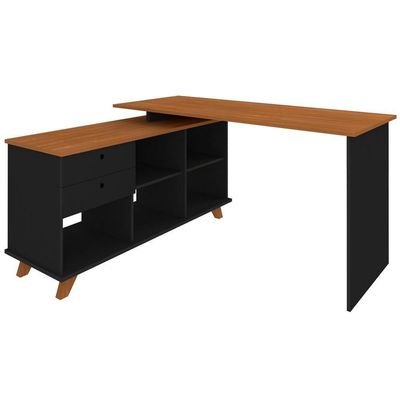 Mesa Para Escritório Home Office Escrivaninha Gold A02 Freijó Preto - Lyam Decor