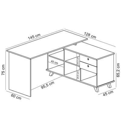 Mesa Para Escritório Home Office Escrivaninha Gold A02 Freijó Preto - Lyam Decor