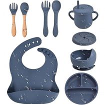 Kit Introdução Alimentar Bebe 8 Peças Silicone Iniciação Para Alimentos (cinza)