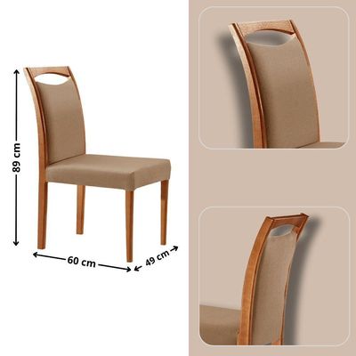 Mesa Ane 180 Tampo Laminado Barril Com 6 Cadeiras Munique Linho Palha Imbuia Natural