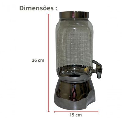 Suqueira Com Torneira E Suporte 3,6lt Wave Luxo Chumbo Bande