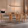 Mesa Noronha 180cm Tampo Laminado Barril Com 6 Cadeiras Livi Linho Palha Imbuia Natural