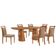 Mesa Noronha 180cm Tampo Laminado Barril Com 6 Cadeiras Livi Linho Palha Imbuia Natural
