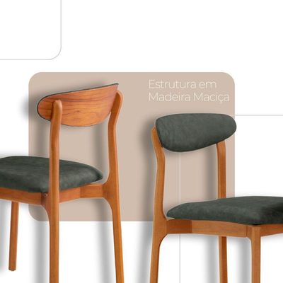 Mesa 135cm Laminado Com 4 Cadeiras Noronha Moderna Jade Imbuia Naturale