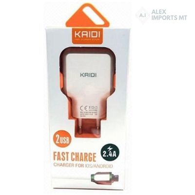 Carregador Celular E Fonte Usb 2.4a Duplo Usb Kaidi Kd 605