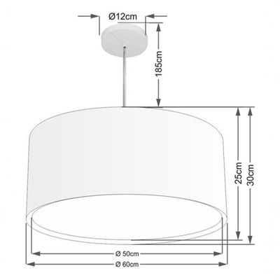 Lustre Pendente Cilíndrico Duplo Vivare Md-4298 Cúpula Em Tecido 60x30cm - Bivolt Rustico-bege 127/220v