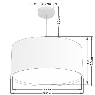 Lustre Pendente Cilíndrico Duplo Vivare Md-4298 Cúpula Em Tecido 60x30cm - Bivolt Rustico-bege 127/220v