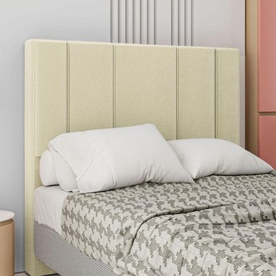 Cabeceira Estofada Casal 140 Cm Rubi Corino Bege