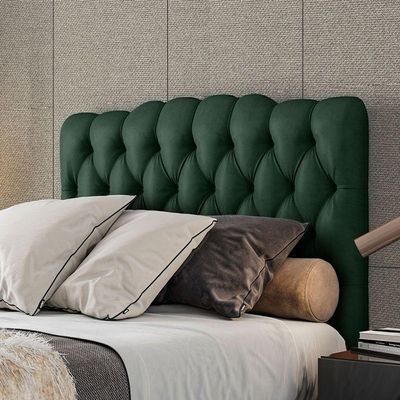 Cabeceira Estofada Casal 140 Cm Prisma Veludo Verde