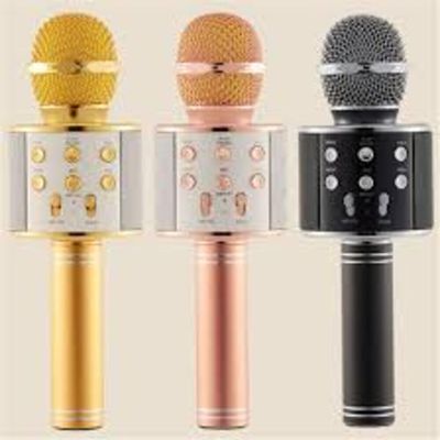Microfone Bluetooth Karaokê The Voice Portátil Sem Fio Caixa Som Alto Falante Musical Crianças Youtuber Dourado