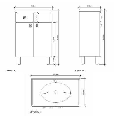 Kit Gabinete Banheiro Vittoria 60x34cm Santiago