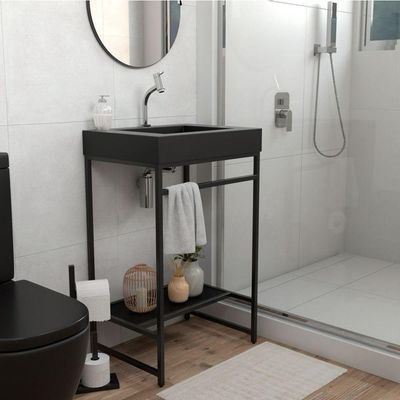 Gabinete Banheiro Ferro Iron Black 60x45cm Cuba Rennes Preto Fosco