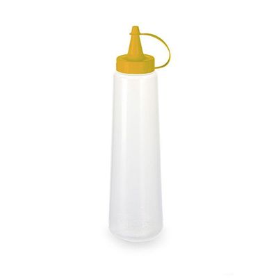 Kit 6 Bisnagas Plásticas Transparentes Com Tampa Em Cores 400ml Amarelo