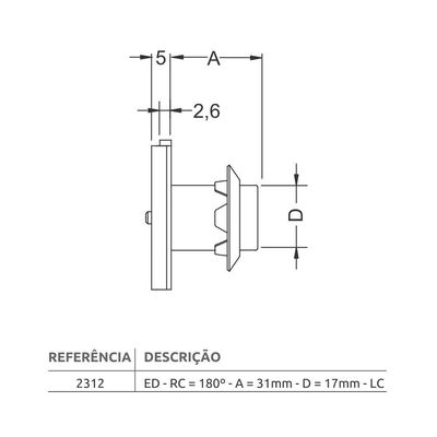 Fechadura De Gaveta 31 Mm - 3f