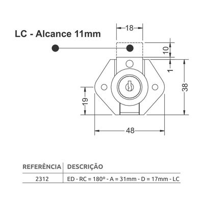 Fechadura De Gaveta 31 Mm - 3f