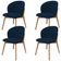 Kit 04 Cadeiras de Jantar e Estar Living Estofada Mia L02 Suede Azul Marinho - Lyam Decor