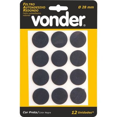 Feltro Autoadesivo Redondo 28mm Com 12 Peças Vonder