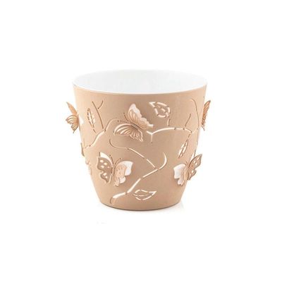 Cachepot Plantas E Flores Borboleta 3d 1,4 Litros Plasvale Marrom