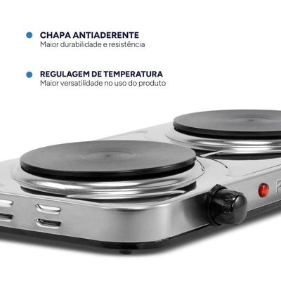 Fogão Elétrico Fama FFG01 Inox 2 Bocas 2000W 220V