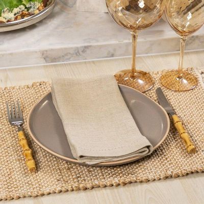 Conjunto De Talheres De Sobremesa Copa E Cia 4 Peças Garbo Bamboo Natural Garfo - Bamboo Silver