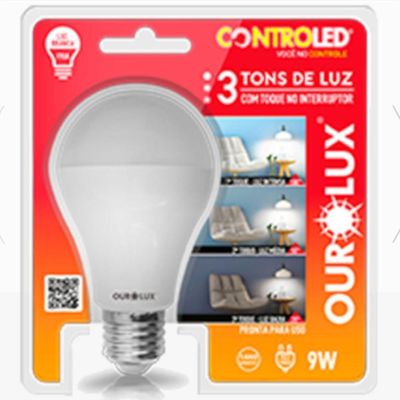 Lâmpada Controled Com 3 Tons De Luz E 2700k Bivolt - 20495 - Ourolux Lampada Led 9w 2700k 3 Tons Bivolt