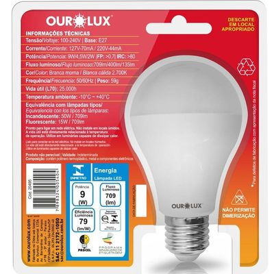 Lâmpada Controled Com 3 Tons De Luz E 2700k Bivolt - 20495 - Ourolux Lampada Led 9w 2700k 3 Tons Bivolt