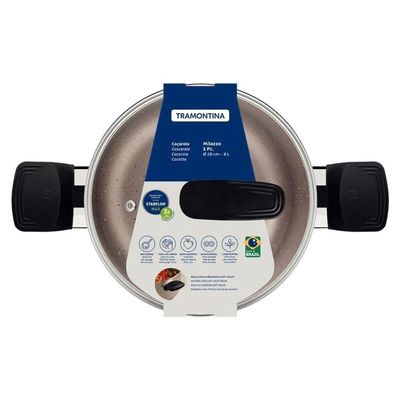 Caçarola Tramontina Milazzo Alumínio 28cm Com Revestimento Antiaderente Starflon Max Amêndoa