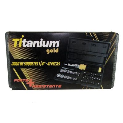 Jogo De Soquetes 1-4"" Com 41 Peças - 5520 - Titanium Jogo De Soquetes 1-4" Com 41 Peças - 5520 - Titanium