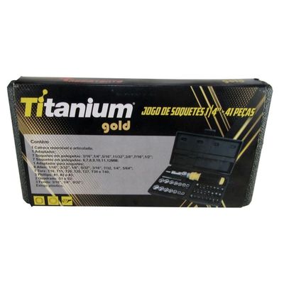 Jogo De Soquetes 1-4"" Com 41 Peças - 5520 - Titanium Jogo De Soquetes 1-4" Com 41 Peças - 5520 - Titanium