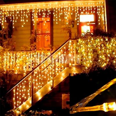 3,5 Metros Cascata Com 160 Lampadas Led Pisca Natal Branco Quente