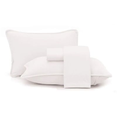 Jogo Cama King 4 Pcs Algodão Malha Fio Penteado Altenburg Branco