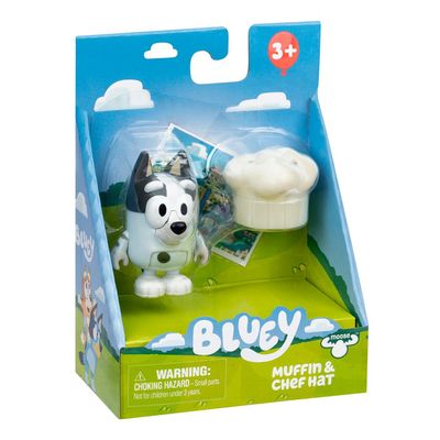 Boneco Colecionável 6cm Bluey - Muffin e Chapéu de Chefe