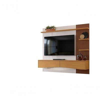Painel P- Tvs Até 65 Europa Off White Perolizado-tauari Ripado - Lukaliam
