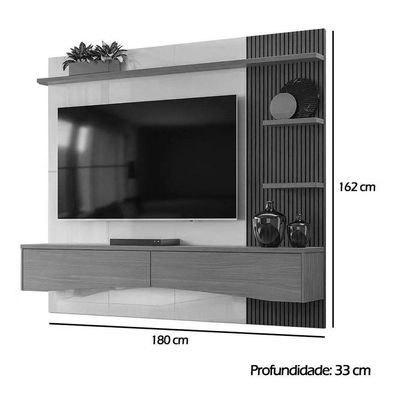 Painel P- Tvs Até 65 Europa Off White Perolizado-tauari Ripado - Lukaliam