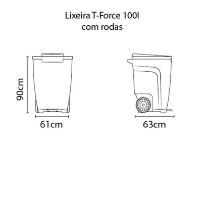 Lixeira Tramontina T-force Cinza Com Rodas 100 L