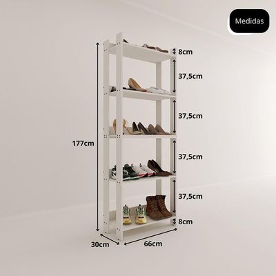 Sapateira Multiuso Para Calçados 5 Andares Organizador Mdp 15mm Branco Branco