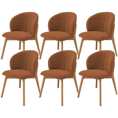 Kit 06 Cadeiras De Jantar E Estar Living Estofada Mia L02 Bouclê Terracota - Lyam Decor