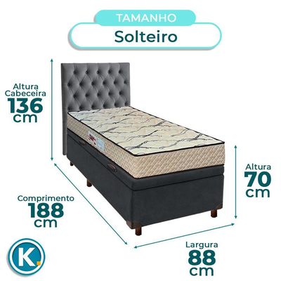 Cama + Bau Blindado E Colchão D33 Solteiro - Maxsono Paropas + Cabeceira