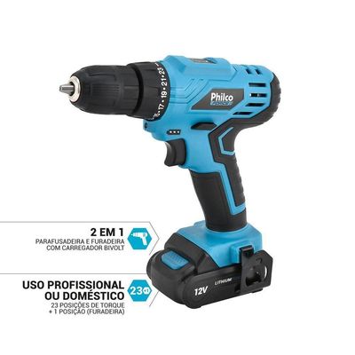 Parafusadeira Philco Force Bivolt 2 em 1 800RPM PPF12 Bivolt