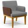 Kit 3 Poltronas Decorativas Sala Estar Beatriz W01 Linho Cinza Escuro Couríssimo Marrom - Lyam Decor