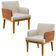 Kit 02 Poltronas Decorativa Base Mel Beatriz W01 Linho Champagne Couríssimo Marrom - Lyam Decor
