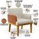 Kit 02 Poltronas Decorativa Base Mel Beatriz W01 Linho Champagne Couríssimo Marrom - Lyam Decor