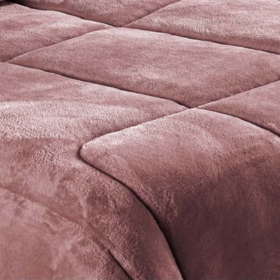 Coberdrom Allure Queen Dupla Face Manta Plush + Malha 1 Peça - Rosê