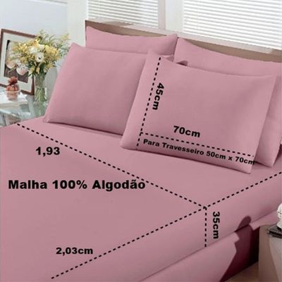 Jogo de Cama Buettner King Malha Basic Liso 3 Peças Rosa Blush