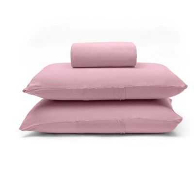 Jogo de Cama Buettner King Malha Basic Liso 3 Peças Rosa Blush