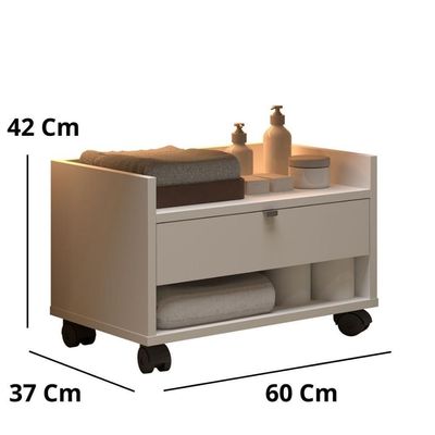 Gabinete Para Banheiro Prisma - Mdp Gaveta E Nicho Off White - J3 Móveis Off White