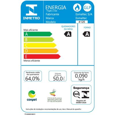 Fogão Esmaltec Ideal Master Glass 4 Bocas T4VFP 4127 Acendimento Automático Preto Bivolt